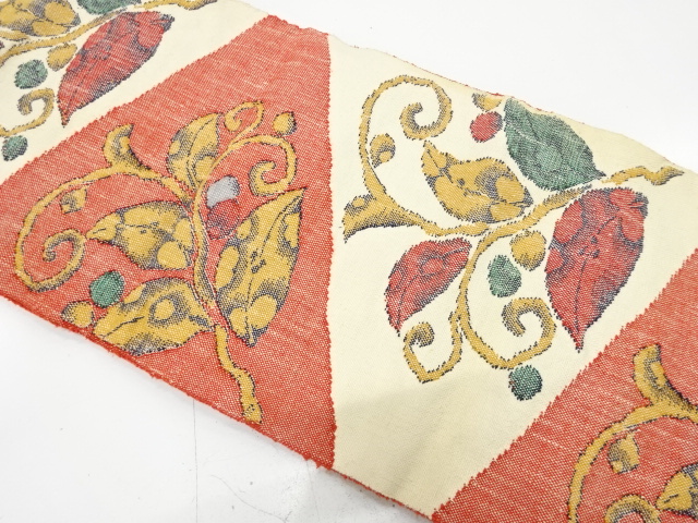 JAPANESE KIMONO / ANTIQUE NAGOYA OBI / SILK / HAND WOVEN / MAWATA TSUMUGI / ARABESQUE